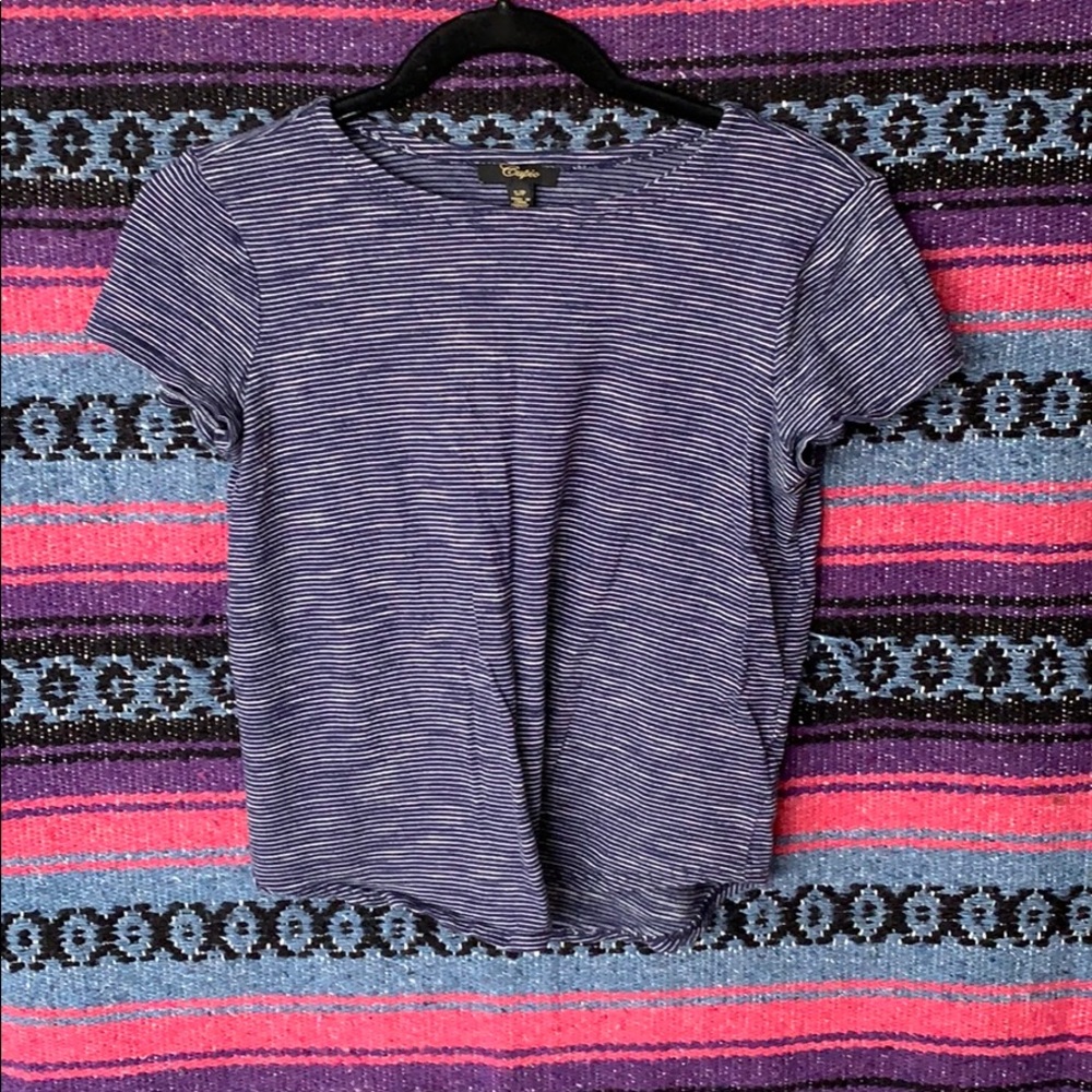 Blue and white striped shirt